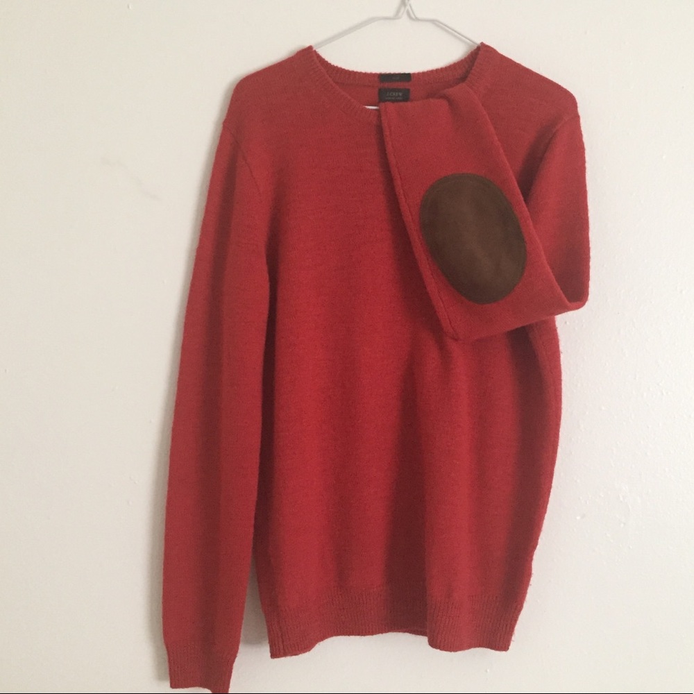 J Crew Slim Rustic Merino Wool Elbow Patch Sweater